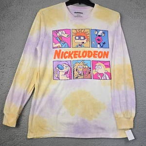 Nickelodeon TIE DYE Shirt Mens White Medium Cartoon Retro 90s LONG SLEEVE NWT - Picture 1 of 20