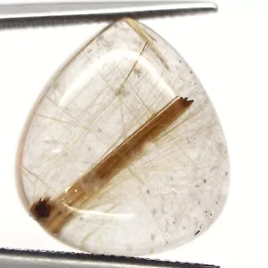 25.30 CT. Unheated Colorless With Golden Rutile Quartz Africa Oval Cabochon - Picture 1 of 3