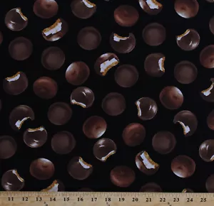 Cotton Cakes Cookies Doughnuts Food on Black Cotton Fabric Print BTY D369.15 - Picture 1 of 1