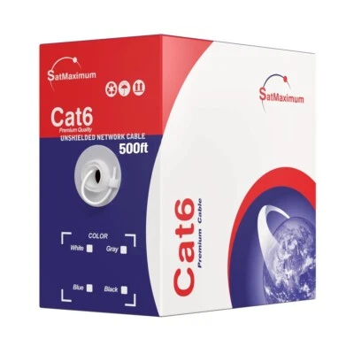 CAT6 Ethernet Cable 500FT 23AWG CCA Network Solid Bulk Wire, Pull Box, White - Image 1 of 4