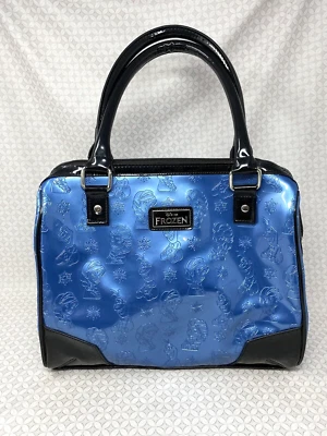Loungefly Disney Frozen Debossed Allover Print Satchel Blue Black Elsa Olaf Anna - Image 1 of 4