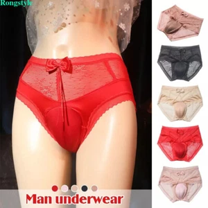 40-80KG Men Crossdresser Camel Toe Bowknot Panties Hiding Gaff Thong T-Back NEW - Picture 1 of 24