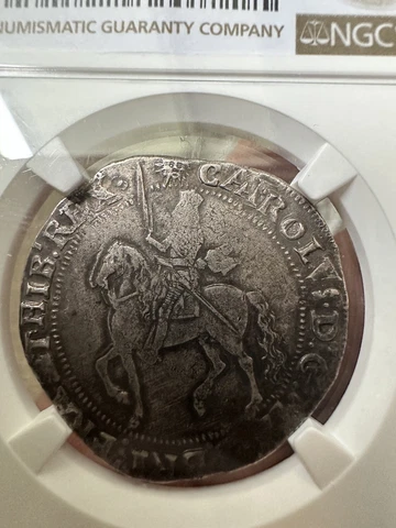 Charles I Half Crown England 1645-1646 Civil War NGC Double Struck / Clipped Cover
