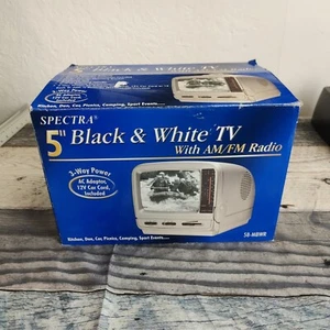 Spectra 5" Black & White TV with AM/FM Radio New Open Box With Power Cords Origi - Picture 1 of 9