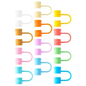 12 Pcs Straw Plug Cap Cover Toppers Reusable Tip Caps Dust Silicone - Photo 1 sur 12
