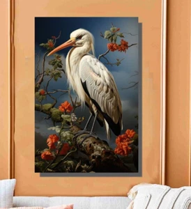 Bird Painting with Floral Art  Background 20x30 Canvas Wrap Print Made To Order - Picture 1 of 4