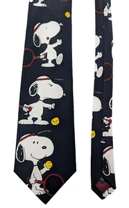 Vintage Snoopy Tennis🎾 Tie Works Print 100% Polyester Made in USA - Picture 1 of 9