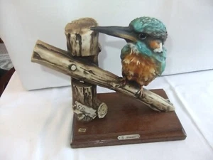 Vintage Giuseppe Armani Kingfisher On Fence Signed 1982 Florence 19x20 cm - Picture 1 of 10