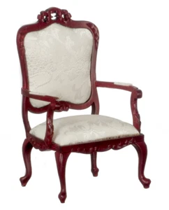 Dolls House Fancy Victorian Armchair Mahogany Furniture Miniature 1:12th Scale - Picture 1 of 17