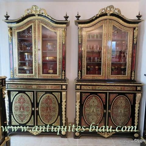 Pair of Cabinet in Boulle marquetry 19th Napoleon III period in perfect conditio Cover