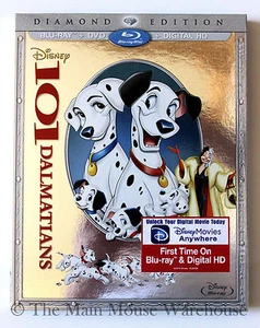Authentische Disney animierte 101 Dalmatiner Blu-ray DVD & digitale Kopie kein Slipper - Bild 1 von 2