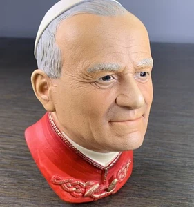 Vintage 1980 Legend Products Chalkware Bust Pope John Paul II Wall Hanger - Afbeelding 1 van 12