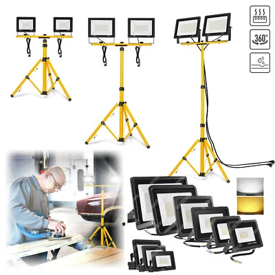 LED Fluter Flutlicht 50/100/200W Scheinwerfer Baustrahler mit Stativ Strahler DE - Bild 1 von 4