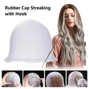 Magi Cap Reusable Hair Cap Coloring Highlighting Rubber Cap Streaking with Hook - Picture 1 of 9