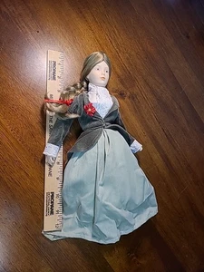 Franklin Heirloom Doll 12 Inch Porcelain Doll Green Jacket/Skirt Braided Hair - Picture 1 of 15