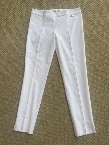 Tory Burch Pantaloni Donna 4 Avorio Bianco Cuciture Frontali Abito Crop Classico