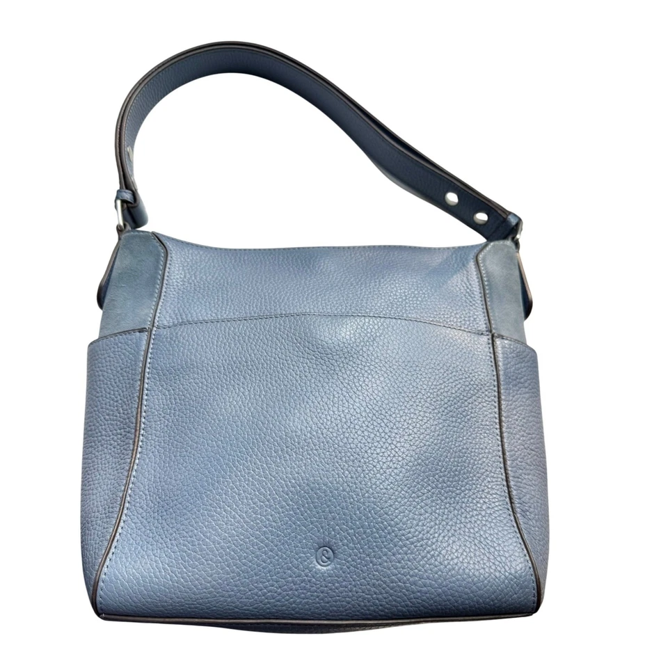 Bolso de Hombro Treasure & Bond Azul Cuero y Gamuza Grano Guijarro Cartera de Todos los Días Foto 1 de 4