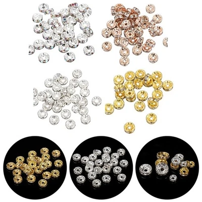 Radiant Flat Spacer Beads 100pcs Rhinestone Rondelles for Craft Lovers - Image 1 of 4