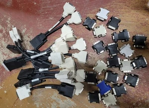 QTY: 10 Used DMS-59 to Dual DVI Video Y Splitter Cables + 20 DVI to VGA Adapters - Picture 1 of 1