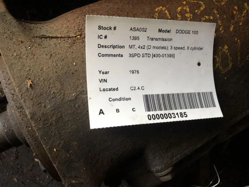 Manual Transmission 2WD D Models 3 Speed Fits 70-79 DODGE 100 PICKUP 1266 Foto 1 de 2