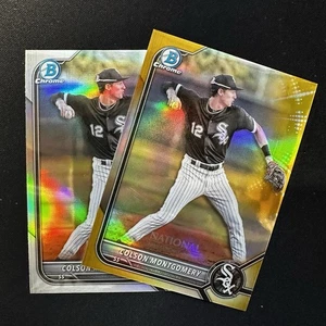 2022 Bowman Chrome Colson Montgomery Gold /50 + The National Refractor White Sox - Picture 1 of 4