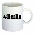 Kaffeetasse #Berlin Hashtag Raute Keramik Höhe 9,5cm in Weiß