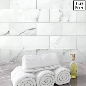 10 Subway Backsplash Tile Peel and Stick White Stone Self Adhesive Tiles Stick - Picture 1 of 9