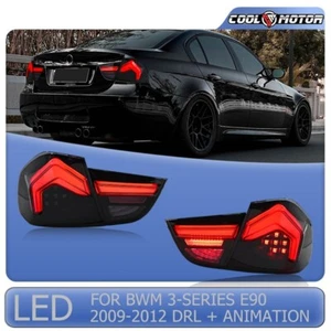 SMOKED LED Tail Lights For 2009-2012 BMW 3-Series E90 Sedan 4-DR Rear Lamp LH+RH - Picture 1 of 21