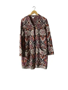 Cardigan maglione lungo J.Jil aperto davanti tribale azteco con tasche taglia small - Foto 1 di 5