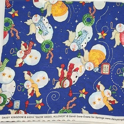 Vtg Daisy Kingdom 4244 Snow Angel Snowman Sandi Gore-Evans Cotton Fabric 29x44" - Image 1 of 4