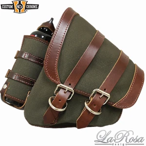 Canvas Left Saddlebag Swing Arm Bag W/Fuel Bottle Fit For Harley Softail 1986-up - Bild 1 von 1