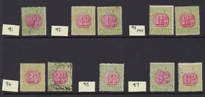 1922 SG D91-97 Collection of 10 Carmine/Green Postage Dues, P14, Good used/MH - Picture 1 of 2