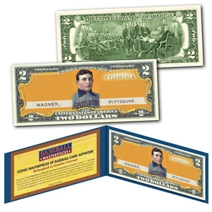 HONUS WAGNER T206 1909-11 Tobacco Rare Baseball iconic Card Art Genuine $2 Bill - Picture 1 of 3