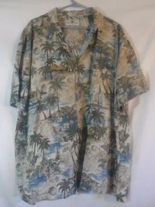Island Shores Palm Trees Sailboats Hawaiian Tropical Rayon Shirt Mens Size XXL - Picture 1 of 4