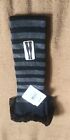 NWT~Women Black/Grey Striped High Over The Knee Socks W/ Lace at Top~ Size 4 -10
