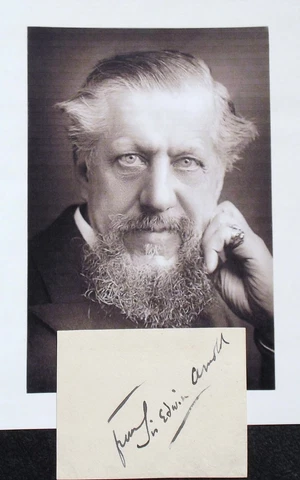 Sir Edwin Arnold Autograph Prominent English Poet ''The Light Of Asia'' Cover