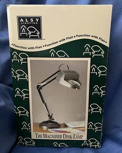 Alsy Swing Arm Magnifier Desk Lamp Home Office Desk 33" Black 60 Watt NIB - Picture 1 of 5