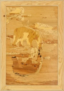 Oso polar mosaico de madera Ártico Norte Eco regalo incrustación panel enmarcado colgante de pared - Imagen 1 de 12