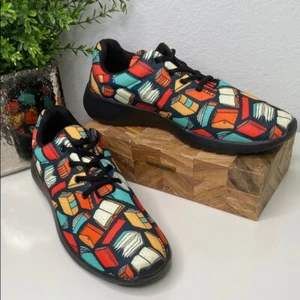 Groove Bags Book Lovers Sneakers Colorful Book Pattern Red, Orange, Teal Sz 11.5 - Picture 1 of 8