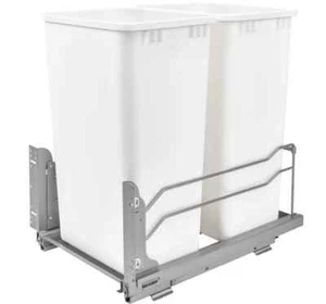 New Rev-A-Shelf 53WC-217SG-A Double 35/50 Quart Under Mount Waste Container Kit - Picture 1 of 3
