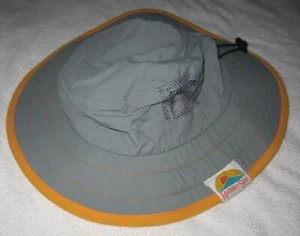 RAINIER SUN HAT Grey Orange Boys Kids Size 6-8 Chin Strap UPF Brim - Picture 1 of 4