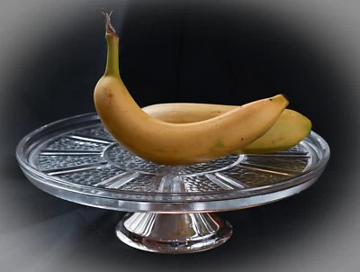 Hermoso pedestal de vidrio estampado con base de metal - nunca usado -  Foto 1 de 4