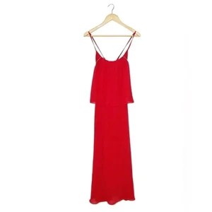 IKKS | Women's Red Tiered Dress, Size Small - Picture 1 of 4