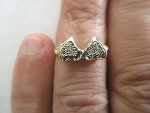 14K Gold Diamond Double Heart Ring Diamond=.10 Carat F-SI1 2.20 Grams - Picture 1 of 8