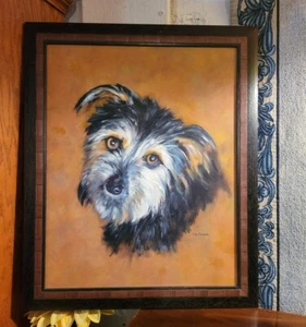 🐾BEAUTIFUL DOG PET PORTRAIT ORIGINAL OIL PAINTING ON CANVAS BY NAN BOWMAN🐾 - Picture 1 of 11