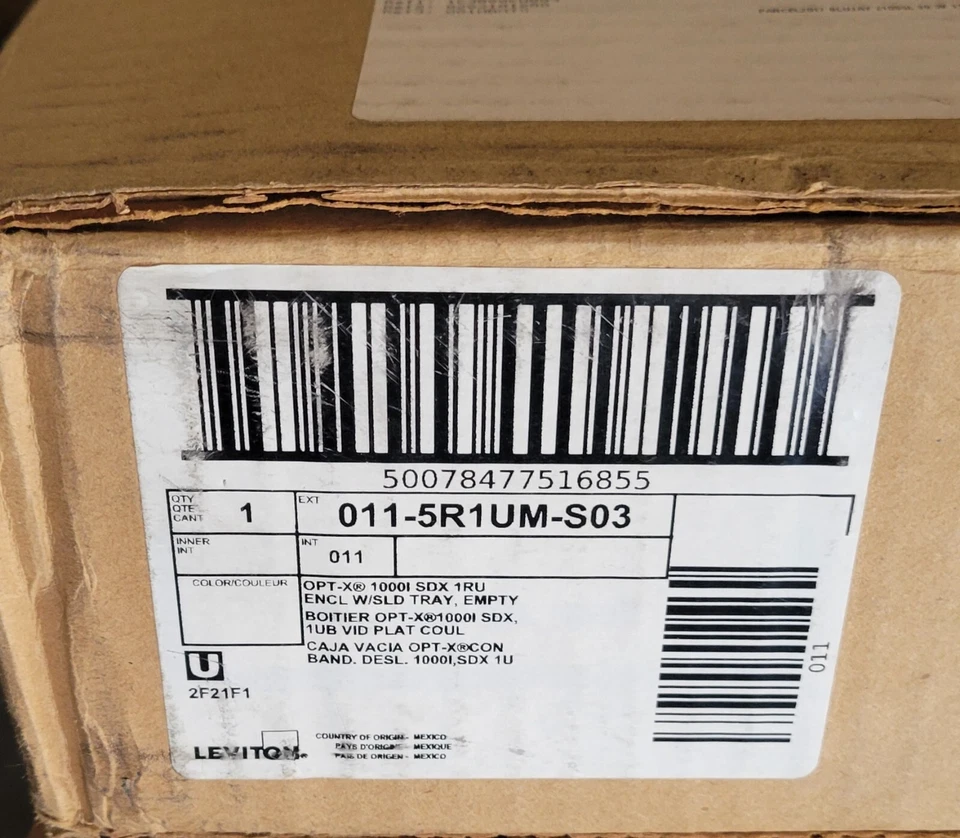 Leviton OPT-X 1000i SDX 1RU Fiber Splice Enclosure w/ Slide Tray 5R1UM-S03 - Image 1 of 1