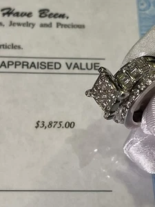 $3,875 APPRAISAL ENGAGEMENT RING 2.5 CARATS PRINCESS CUT DIAMONDS 14k WHITE GOLD - Picture 1 of 24