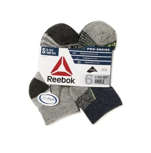 Reebok Boys Pros Series Quarter Socks, 6-Pack Size 6-10.5 Boys Ankle Socks - Picture 1 of 2