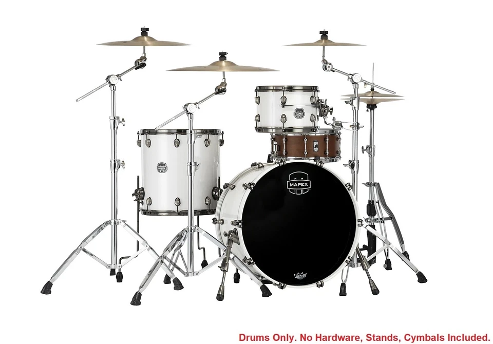 Mapex Saturn Evolution Hybrid Organic Rock 3pc Shell Pack Polar White Lacquer