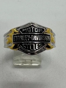 Men's Harley-Davidson Sterling Silver Classic Logo Ring Two-Tone B2 - Picture 1 of 3